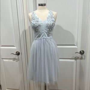 New! Chi Chi London Dress UK Size 10 US Size 6 Blue Tulle NWT